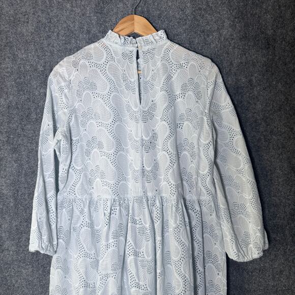Jakes Dress Women 38 US 8 Light Blue Eyelet Floral Cottagecore Mini Wedding - Picture 5 of 12